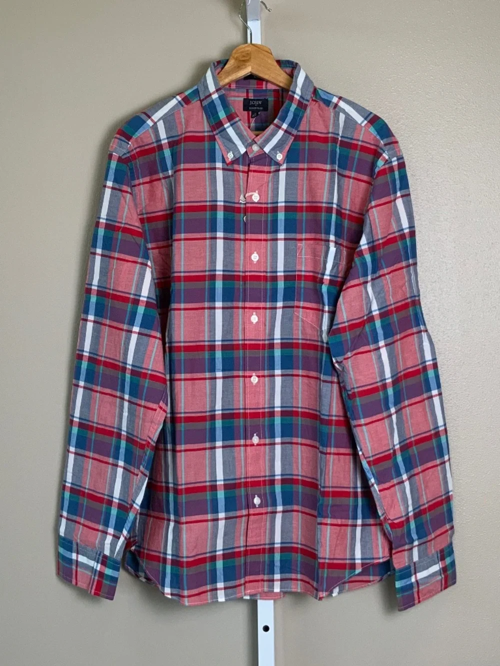 J. Crew Slim Summer Plaid Button Down Oxford Shirt